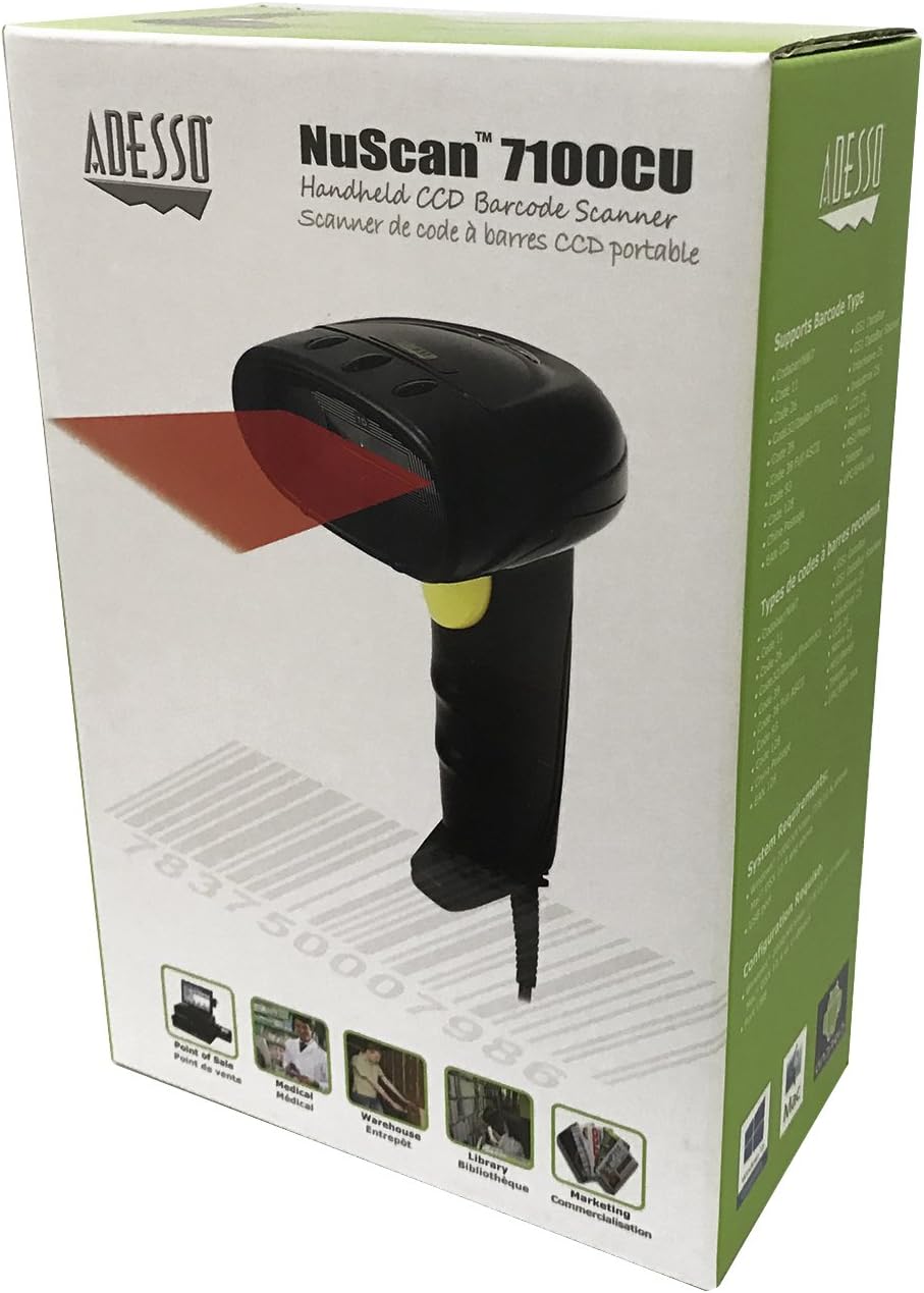 80% Off Discount Adesso NuScan 7100CU - 1D Barcode Scanner