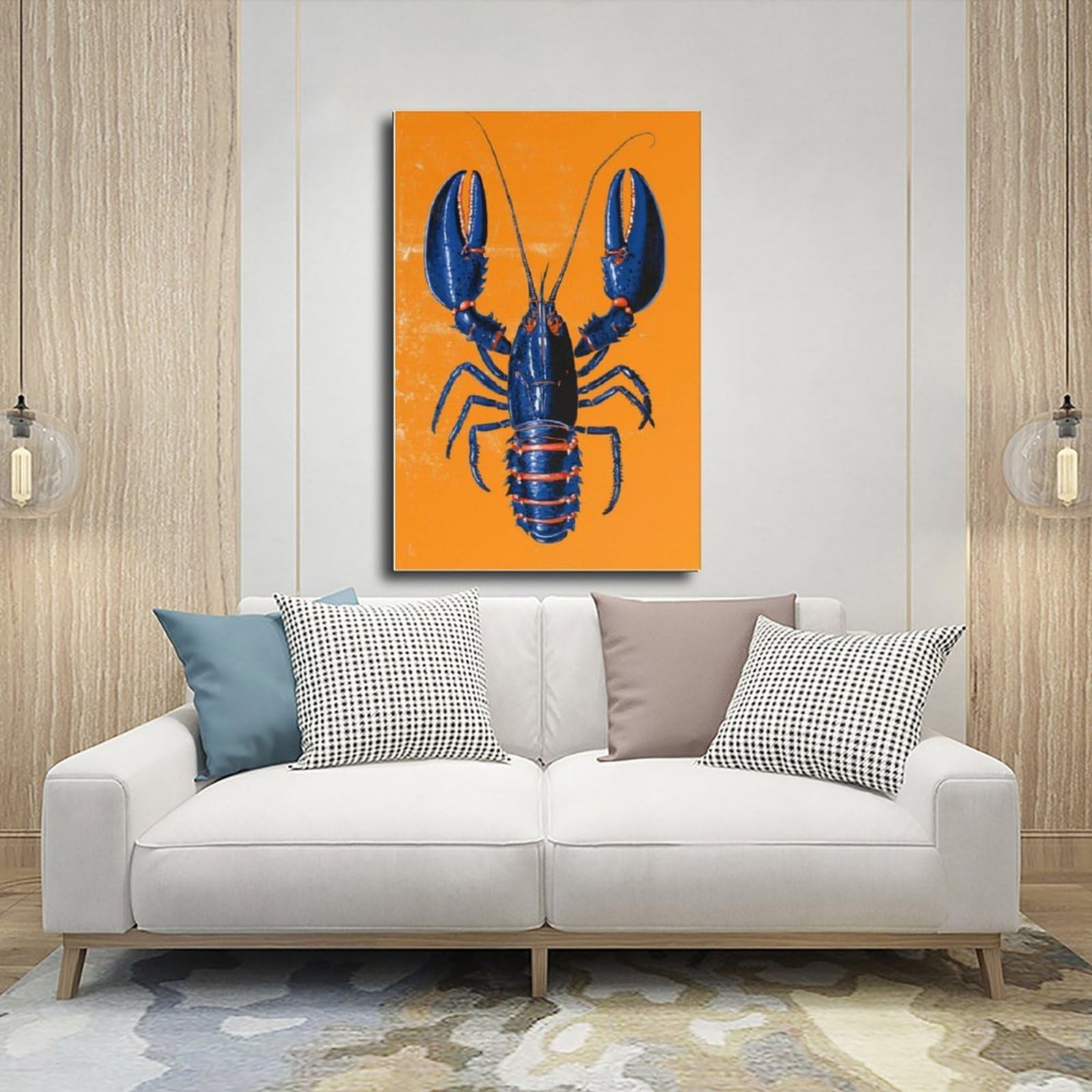 OAHFDF Stampa artistica da parete su tela con aragosta blu, per soggiorno, camera da letto, 60 x 90 cm