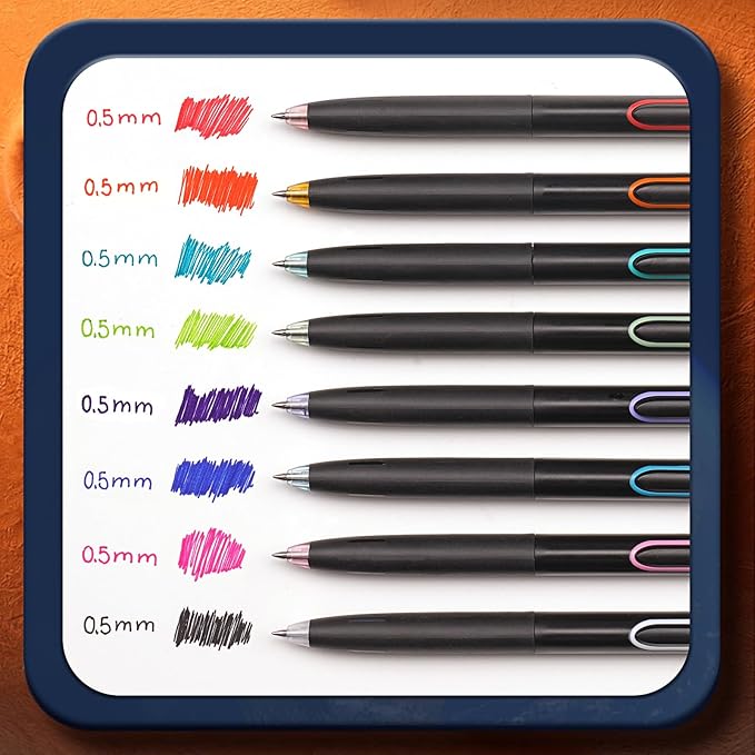 WRITECH Bolígrafos de Gel Retráctiles Punta Fina 0.5mm Multicolor 8 Piezas miniatura 3