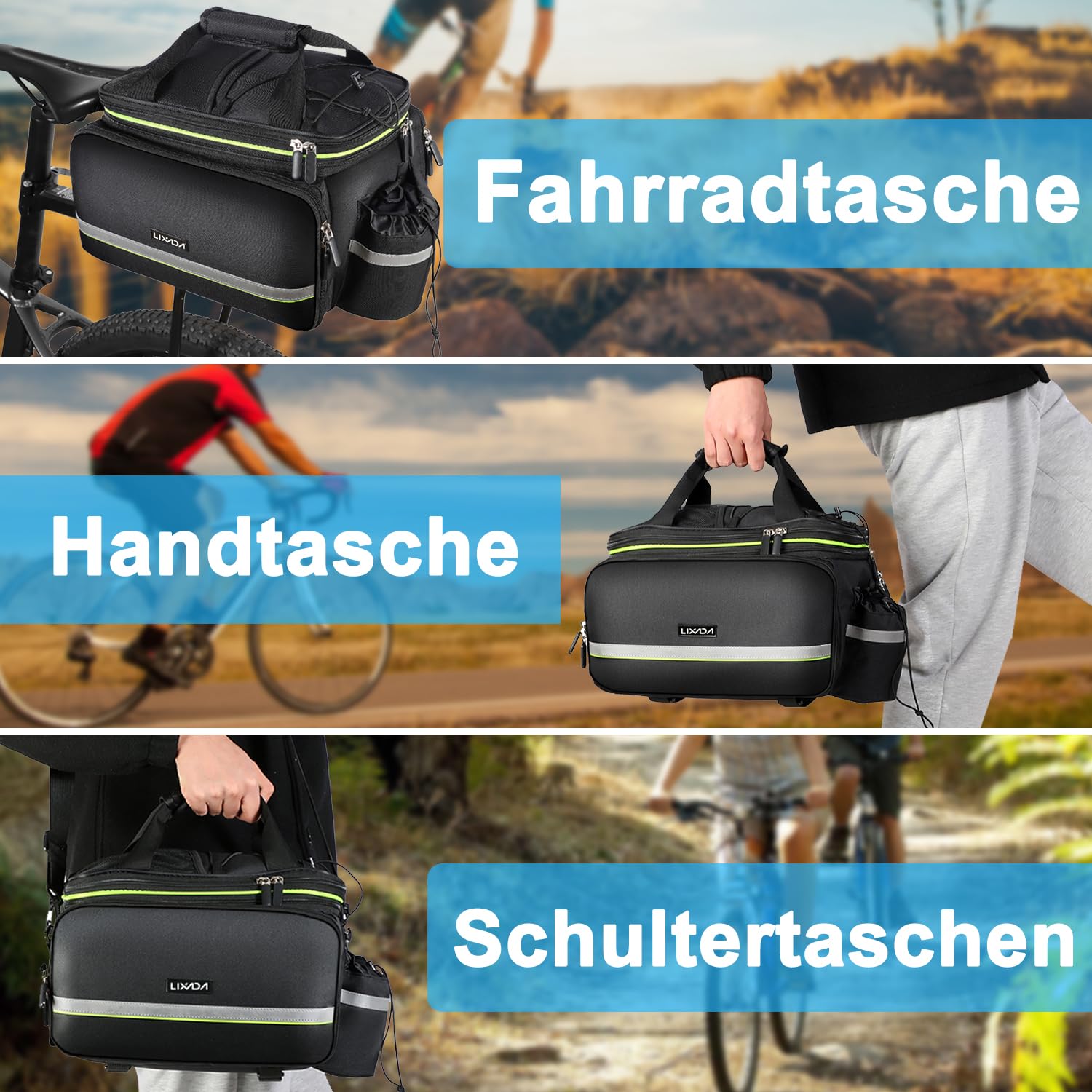 Lixada Borsa Posteriore per Bici 20-35L Resistente allo Strappo Impermeabile Custodia per Sedile Posteriore per Bicicletta capacità di Regolazione per MTB Bici da Strada