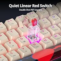 Vista 3 de Teclado mecánico naranja para juegos 60 por ciento, interruptor rojo RGB 60%, teclado pequeño con cable de 61 teclas, teclas PBT, mini teclados