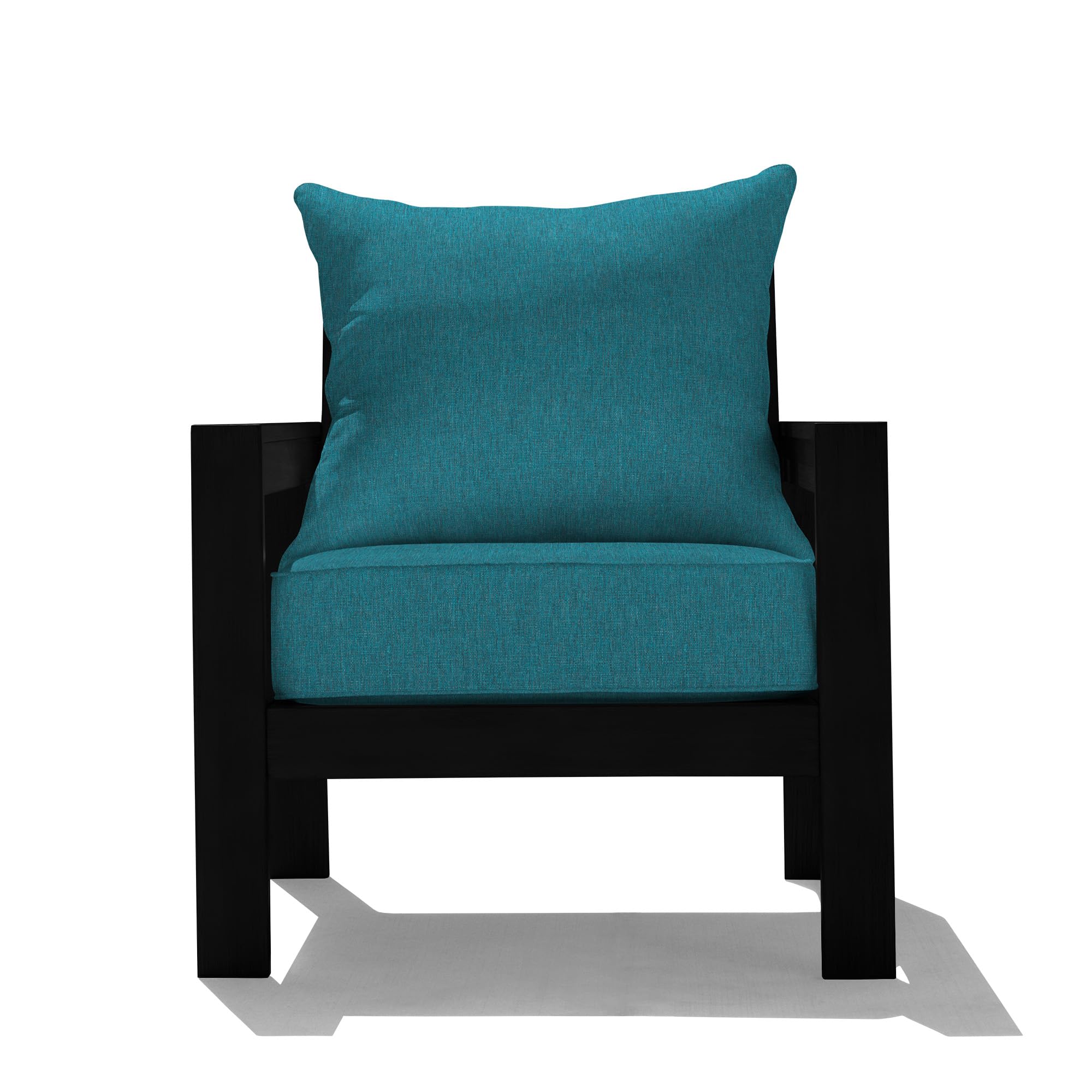 Honeycomb Outdoor Edisto Aluminum Chair in Black with Teal Deep Seat Cushion, Connect Modular Patio Furniture to Create Sofa or Loveseat