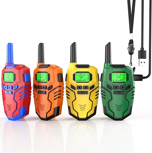 Miniatura 9 de Walkie Talkies Juguetes para niños recargables, radio de 2 vías de largo alcance, juegos de campamento al aire libre, juguetes de fiesta para niños