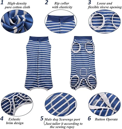 Miniatura 39 de SAWMONG Traje de recuperación para perros después de la cirugía, traje de recuperación para perros esterilización quirúrgica para perras, mameluco