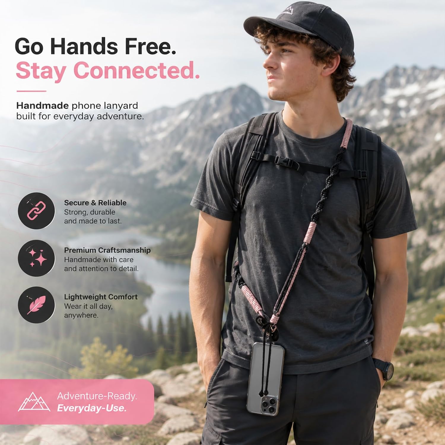 Adjustable Phone Lanyard for Office Commuters, Braided Phone Strap Crossbody, Cute Braided Phone Strap, Secure Crossbody Phone Strap, Quick Access Phone Strap, Universal Full Case Patch Tab Included