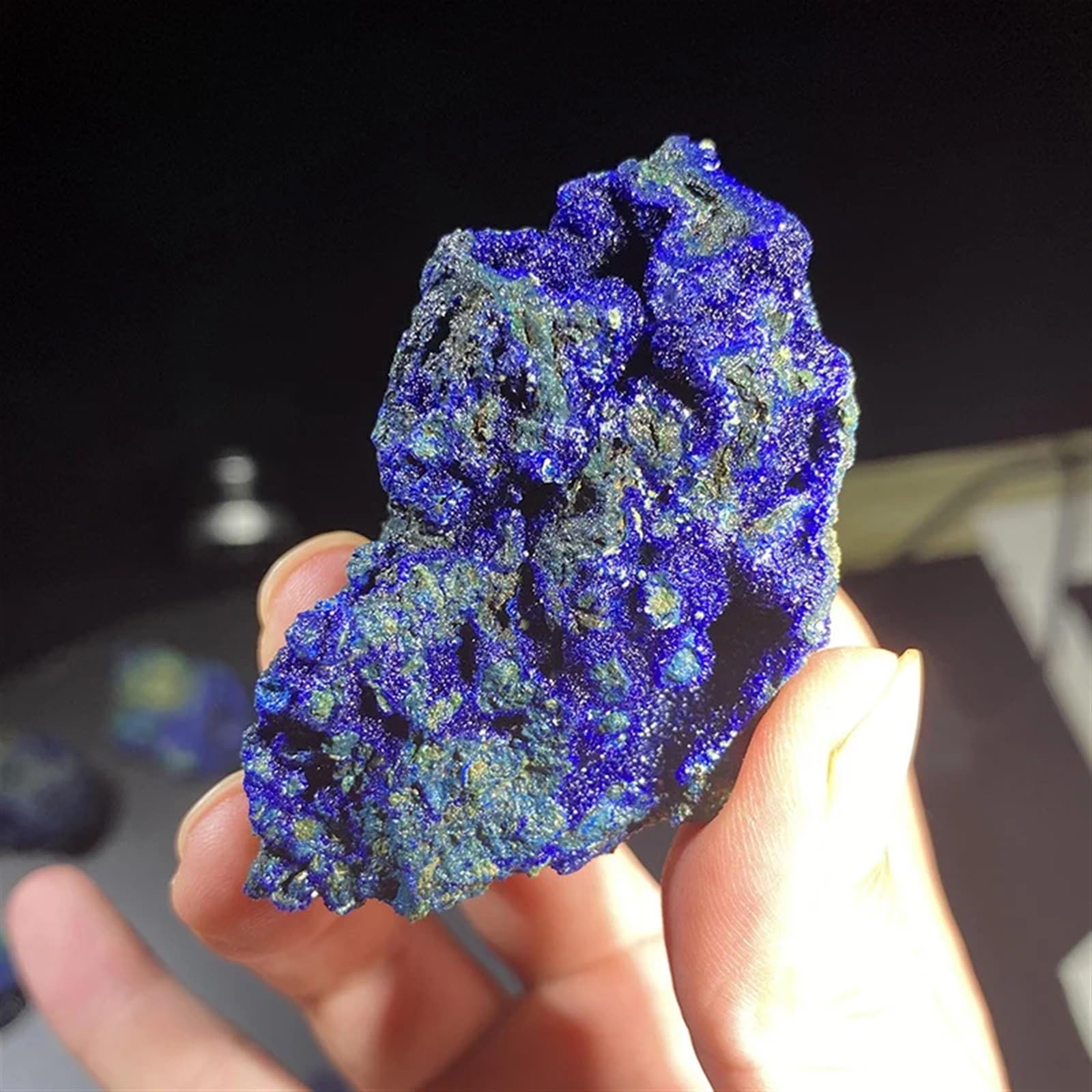 MDBJTCYZN Azurite Malachite Geode Crystal Stone Collectible Ornaments (Size : 200-300g)