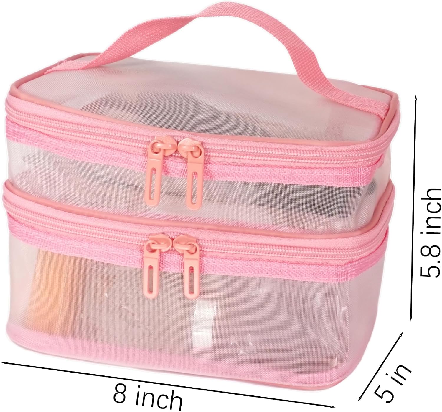 YunZh Mesh Makeup Bag，Cosmetic Bag，Small Travel Kit Storage Pouch Clear Portable Toiletry Bags Set for Women Girl image 3
