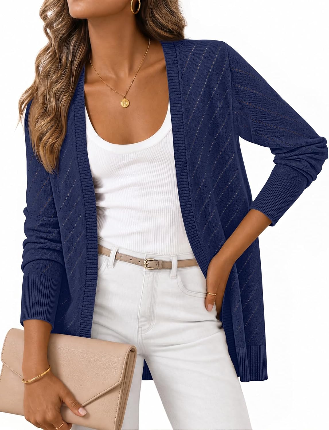 MEROKEETY Women's Fall Crochet Lightweight Cardigan Sweater
