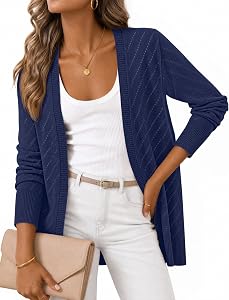 MEROKEETY Women's Fall Crochet Lightweight Cardigan Sweater