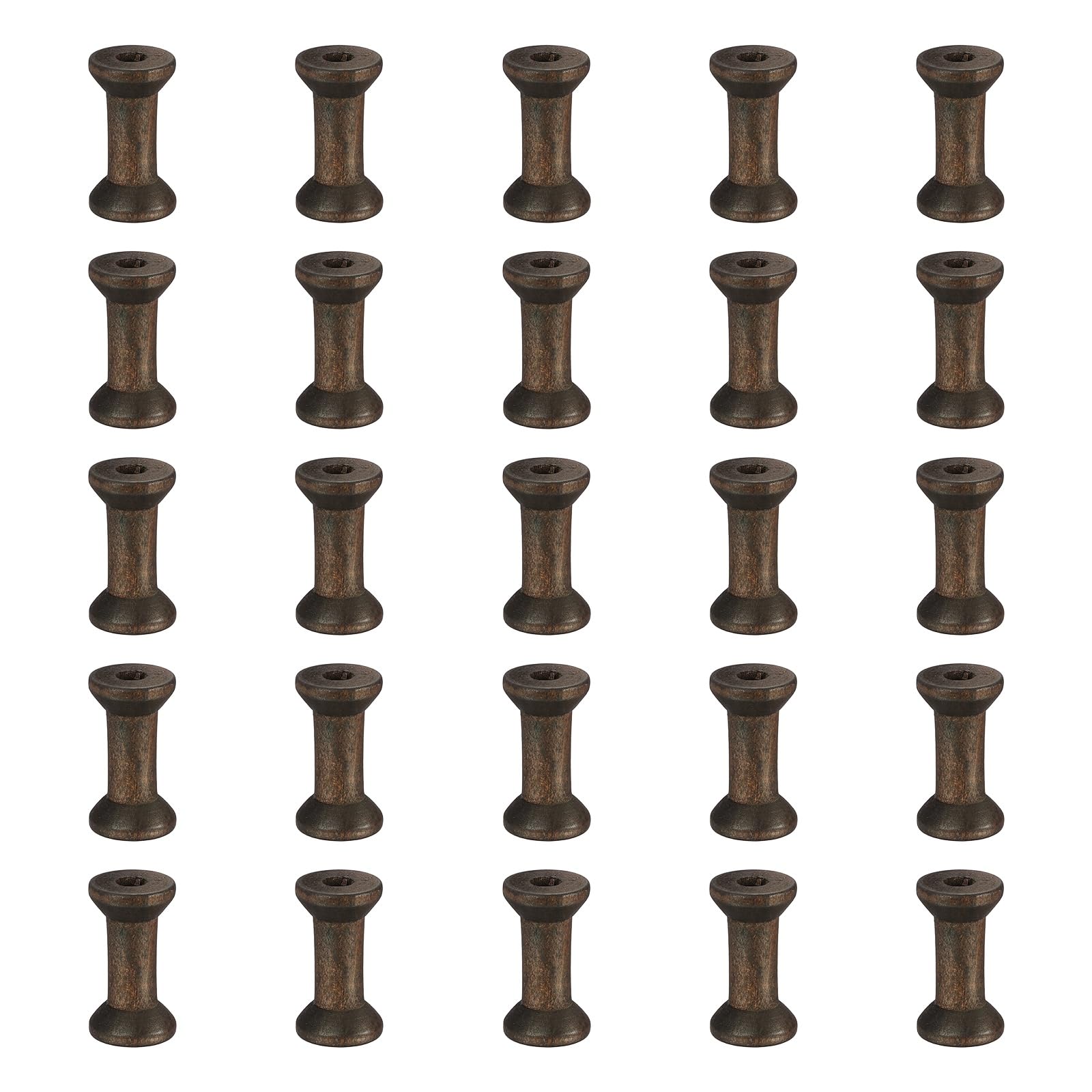 sourcing map 26 Pcs 2.0x4.0cm Small Empty Thread Spools, Coffee Color Unfinished Wooden Spools Wire Weaving Bobbins, Wire Weaving Bobbins for Embroidery DIY Sewing Machines Cord Jewelry Chain