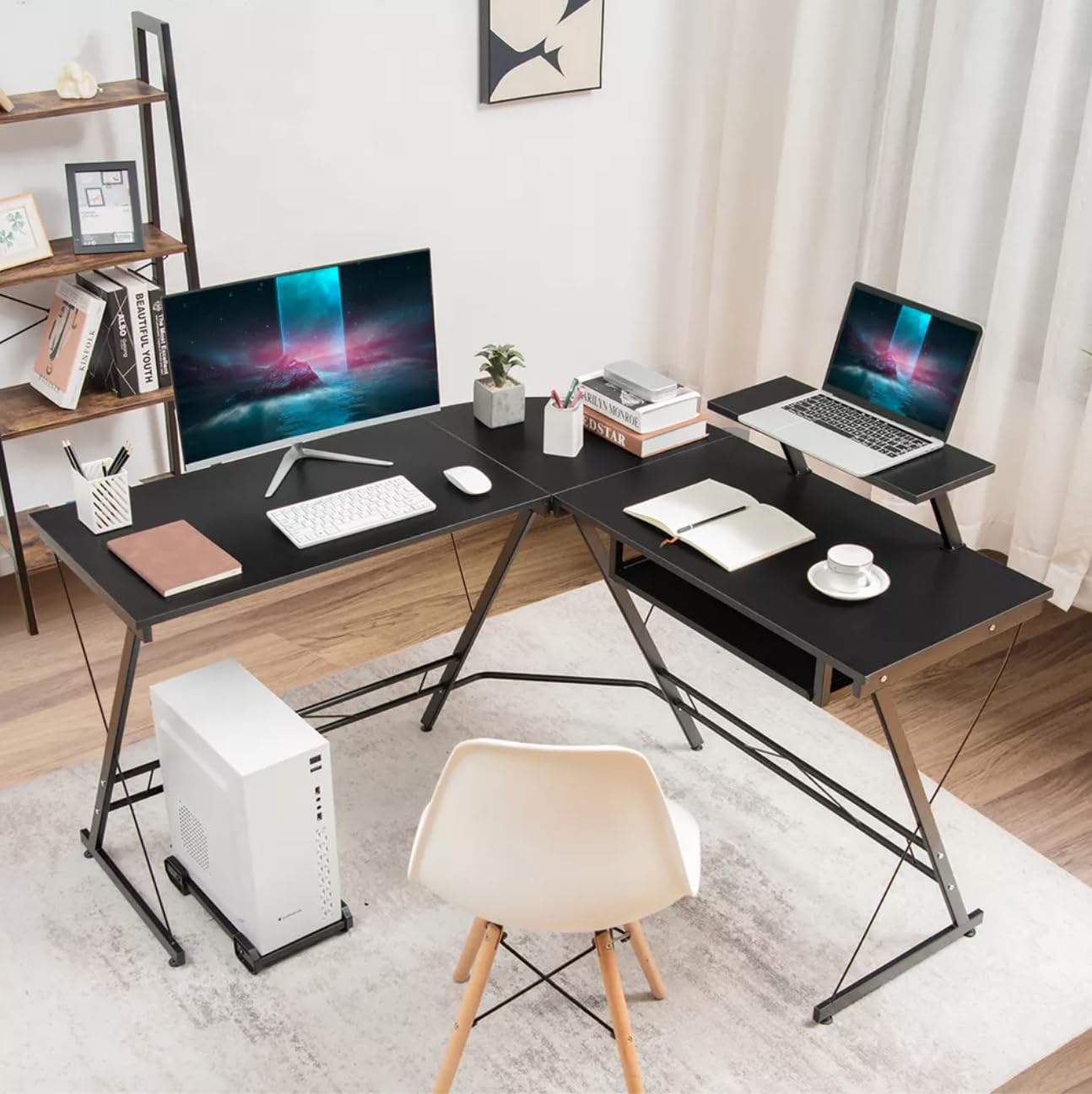 Amazon.com: L-Shape Corner Computer Desk PC Glass Laptop Table