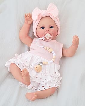 FOCKOF Realistic Reborn Baby Dolls-18 Inch Realistic Baby Doll Girls Soft Cloth Body Reborn Baby with Gift Box for Kids Age 3+
