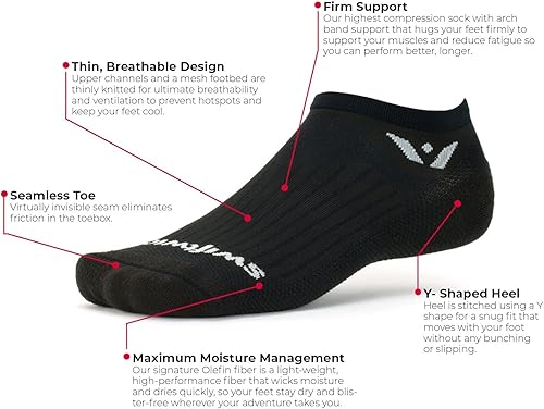 Vista 3 de Swiftwick - Calcetines para correr y ciclismo ASPIRE ZERO