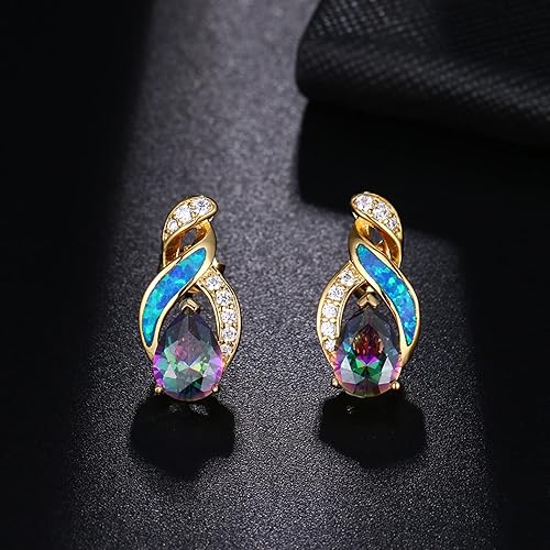 Miniatura 5 de Hermosa Conjuntos de Joyería de Ópalo Creado Australiano Collar Pendientes Regalos del Día de la Madre Joyería para Mamá