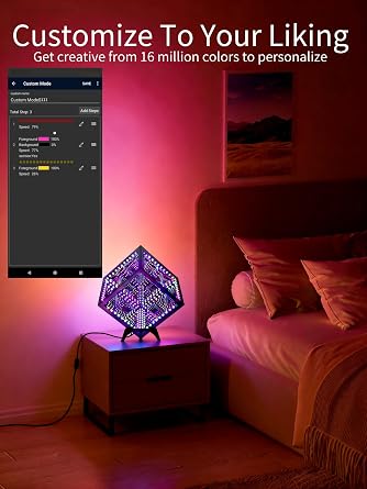 Infinity Hyper Cube LED Table Lamp - Infinity mirror desk Lamp with 100+ Patterns, Music Sync, App Control,Cool Color Changing Night Lights For Gaming,party,living room,bedroom, light display(7Inches)