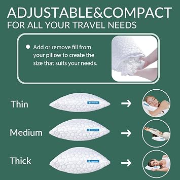 QUTOOL Cooling Bed Pillows for Sleeping Shredded Memory Foam Pillows - Gel Pillow Firm Yet Support Adjustable Bamboo Pillows for Side Stomach&Back Sleepers Washable Removable Travel Pillow