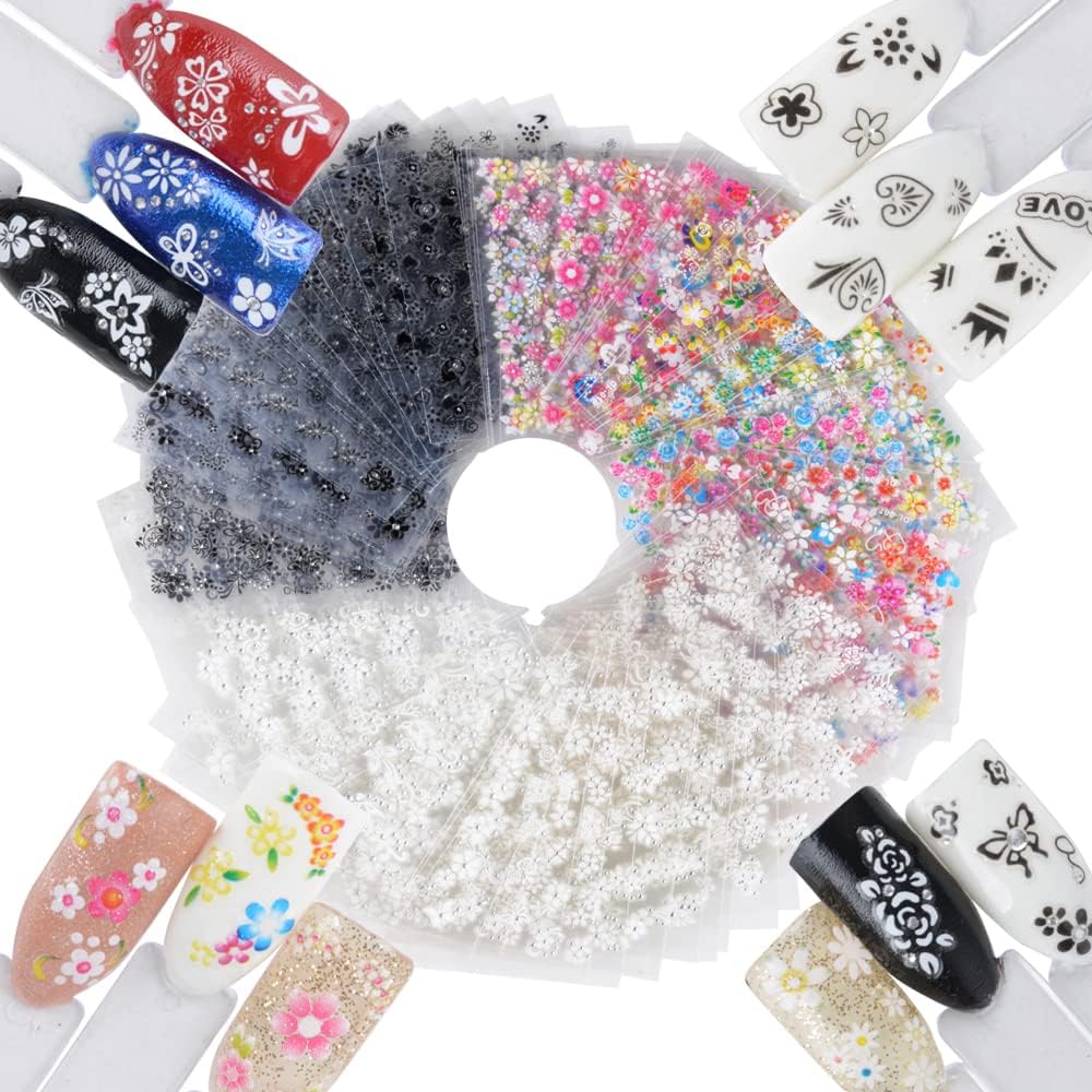 90 Sheets 3D Selfadhesive Nail Art Stickers for Gel Nails Nail