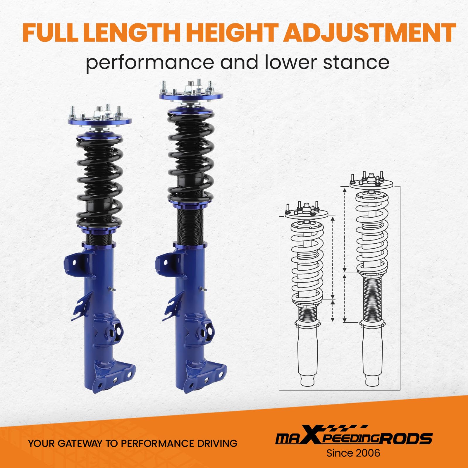 maXpeedingrods Amortisseurs Combinés Filetés pour BMW E36 Série 3 1991-1999 Coupe Touring