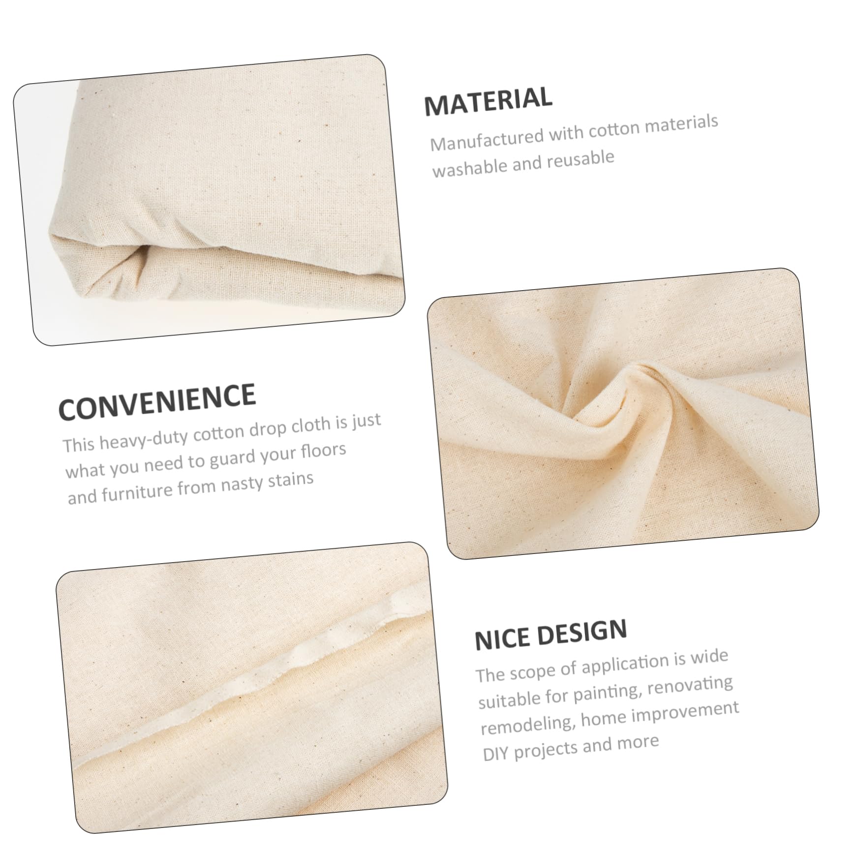 Coton Beige Toile à Peindre Lavable et Réutilisable pour Sol et Meubles