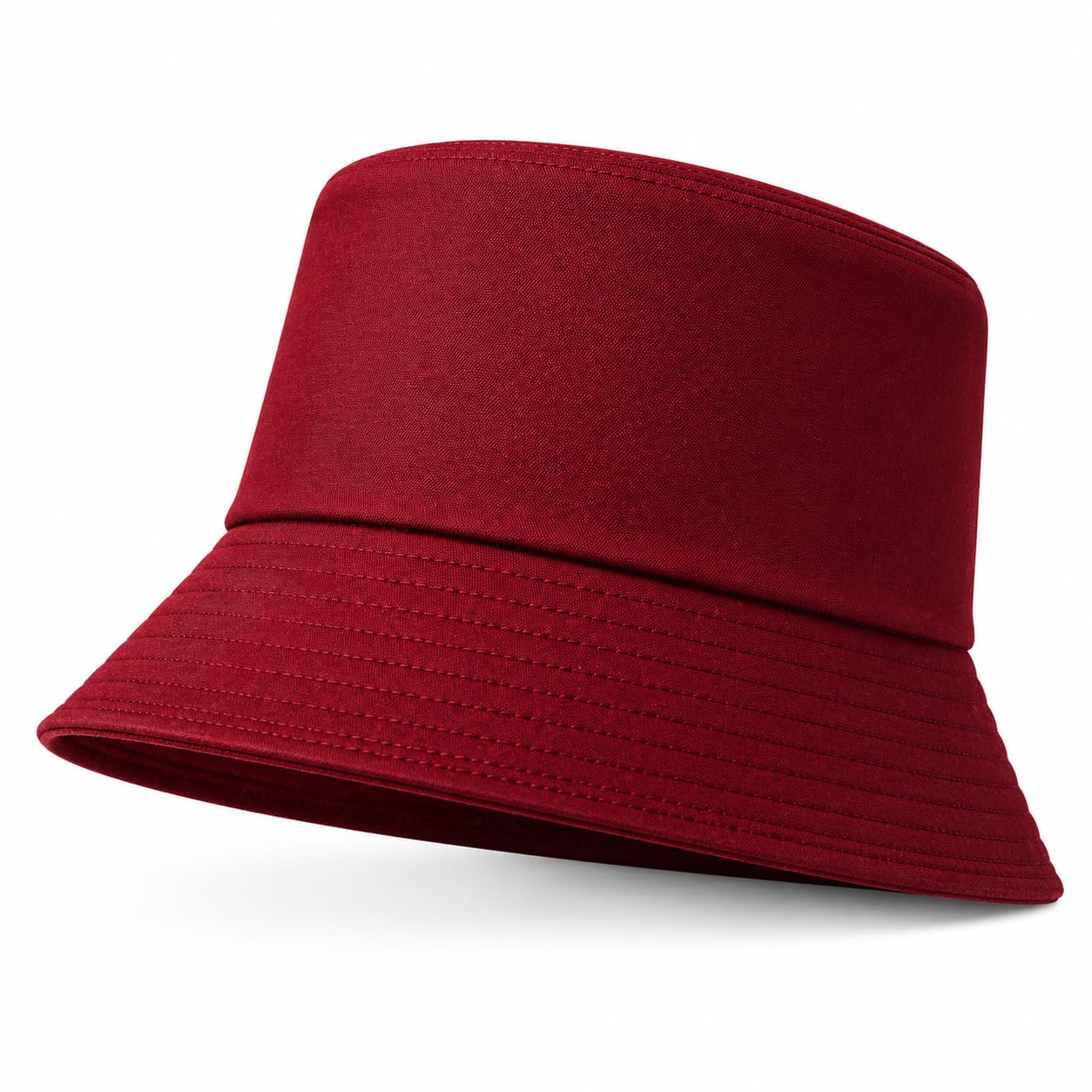 Truebuy Unisex Maroon Bucket Hat Sun Protection Hat Lightweight Cotton Wide Brim Summer Hat For Men Women Packable Fishing Hiking Travel Festival Beach (Maroon)