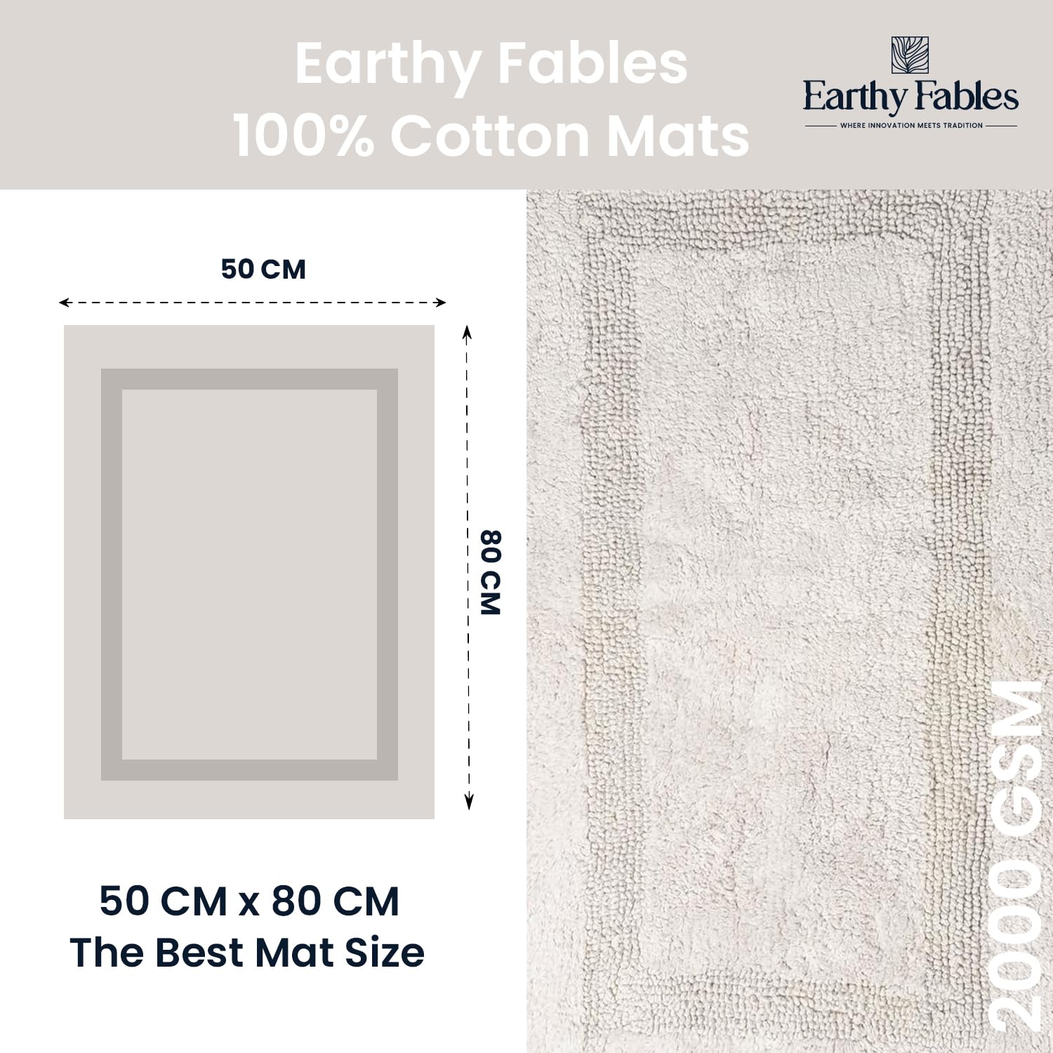 Premium Cotton Reversible Bath Mat - Earthy Fables -2