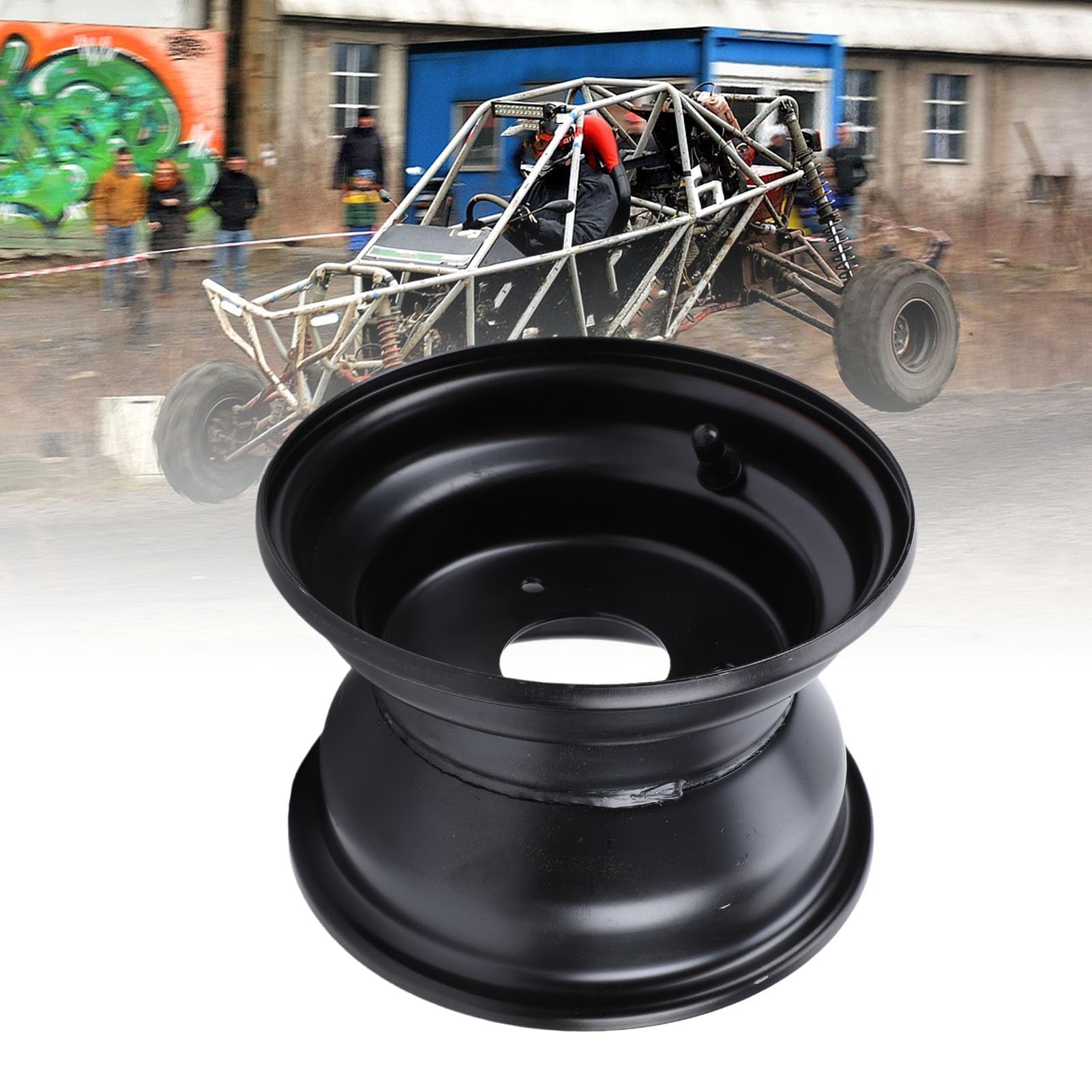 Ausla Cerchio in Acciaio 16x8-7 per ATV con della Ruota 7 Pollici e 3 Fori per Bulloni per Kazuma Quad ATV Go Kart UTV 125ml 150ml Pneumatici fuoristrada. (BLACK)