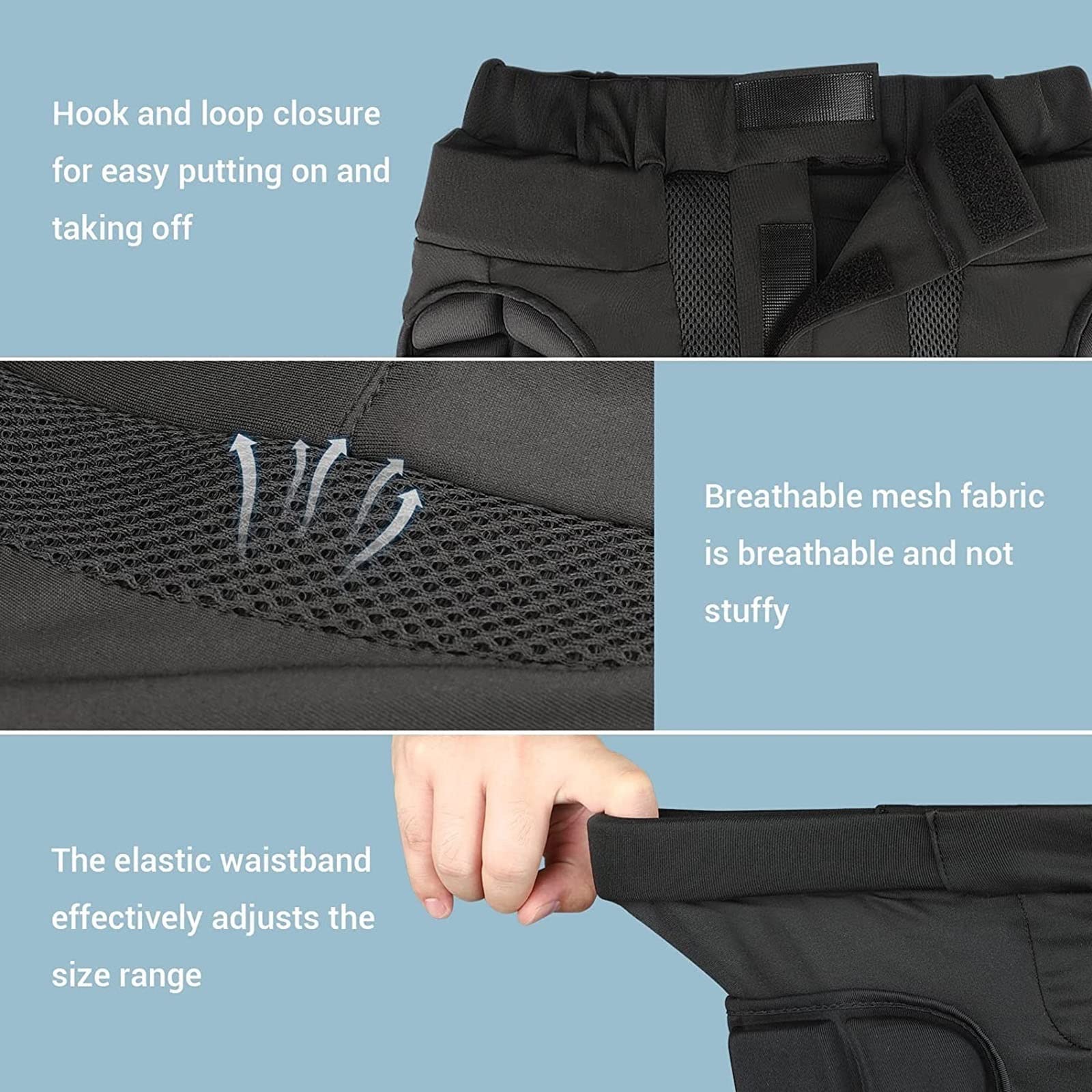 3 Ensemble De Protection 3D Rembourré Hanche EVA Pantalon Court Genouillères Coudières Ensemble for Adultes Hommes Femmes Ski Patinage sur Glace Rouleau Snowboard (Color : Black, Size : S)