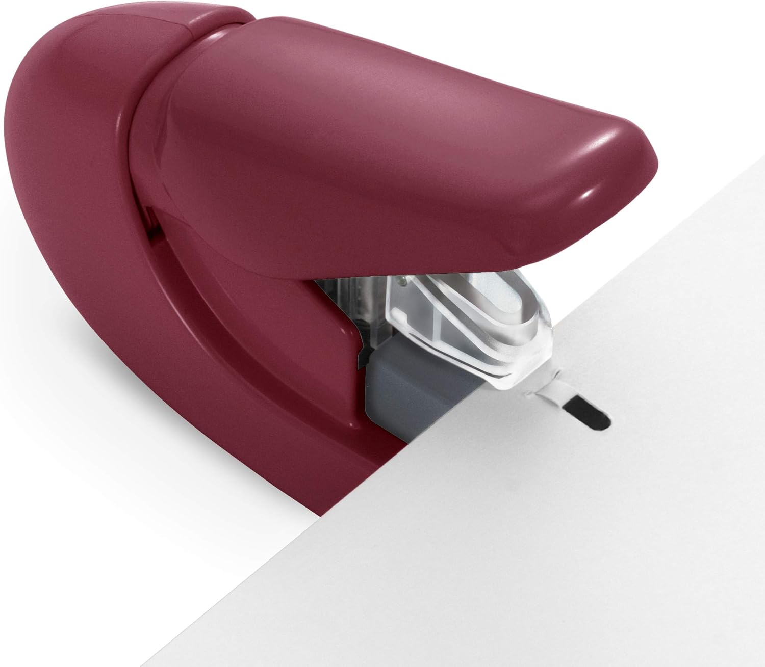 Plus Paper Clinch Compact Staple-Free Stapler, Burgundy Wine thumbnail