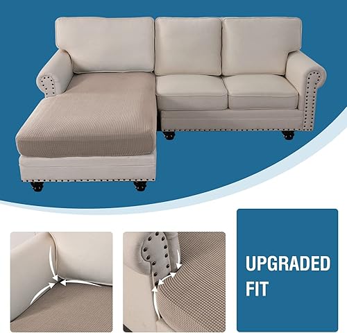 Miniatura 10 de DKSLIPGO Funda de cojín elástica de jacquard gruesa para silla, sofá biplaza o sofá, protector de muebles, cojín de asiento (sofá de 3 plazas, azul