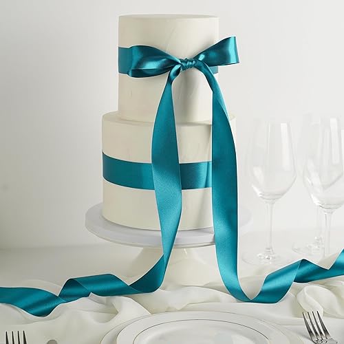 Miniatura 4 de MEEDEE Cinta de satén de pavo real de 1-12 pulgadas, cinta de satén de doble cara, cinta de pavo real de Navidad de pavo real, cinta de pavo real