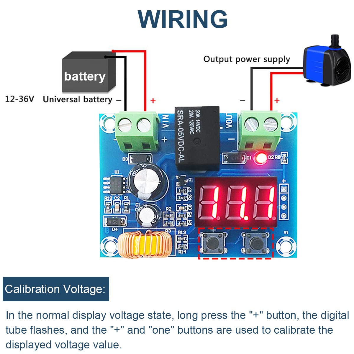 Moduł odłączania akumulatora niskiego napięcia, 2 sztuki XH-M609 czujnik baterii DC 12 V-36 V z cyfrowym wyświetlaczem, moduł ochrony przed napięciem do akumulatorów ołowiowo-kwasowo-litowych
