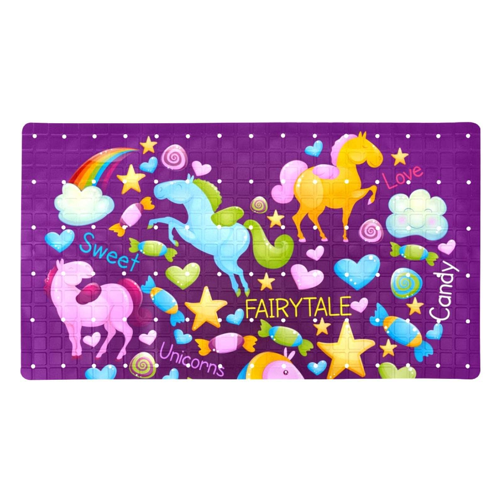 Tapis de bain antidérapant pour le bain des enfants motif licorne violet