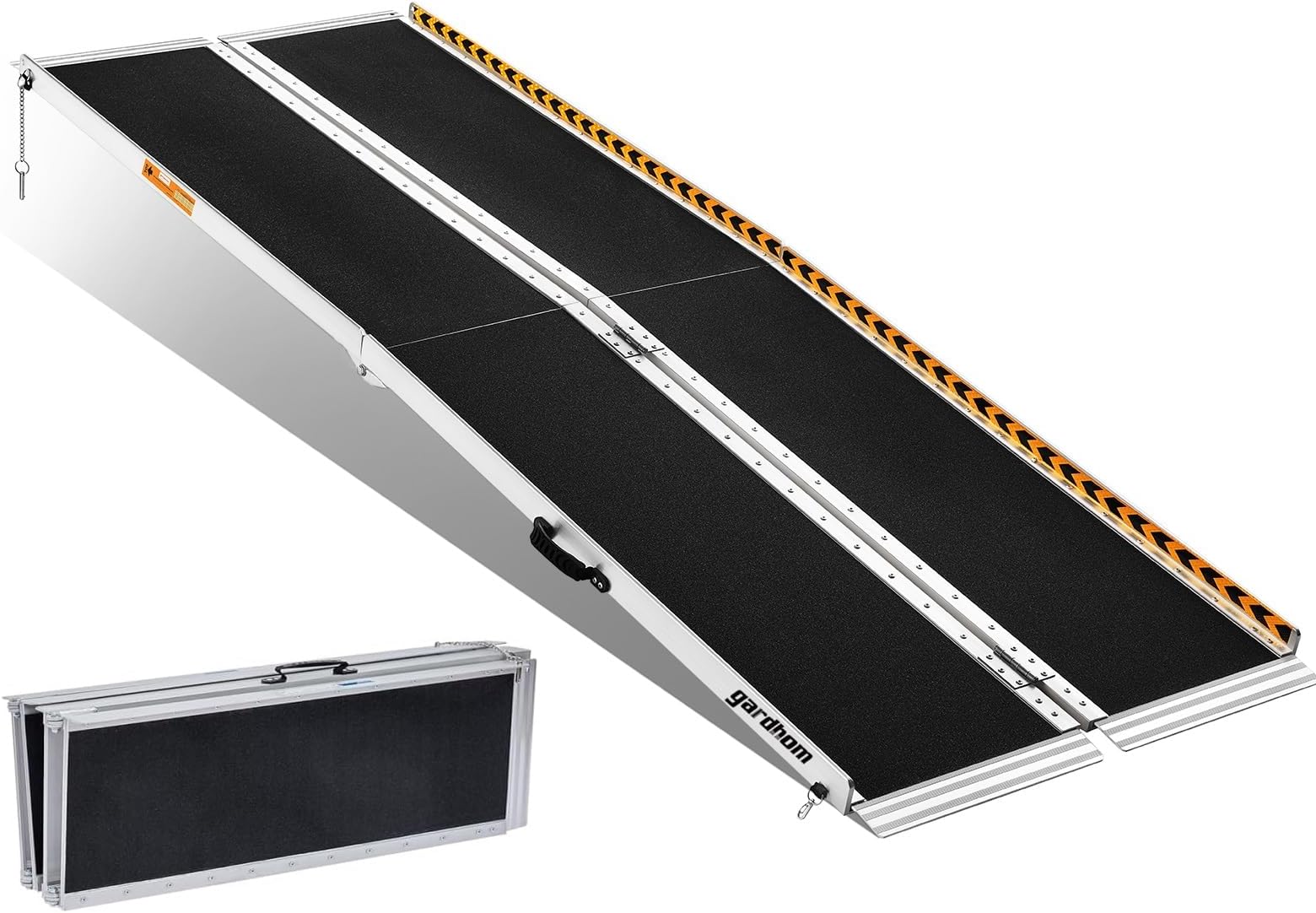 gardhom 7FT Wheelchair Ramp with Support Legs for Steps 18-53cm High