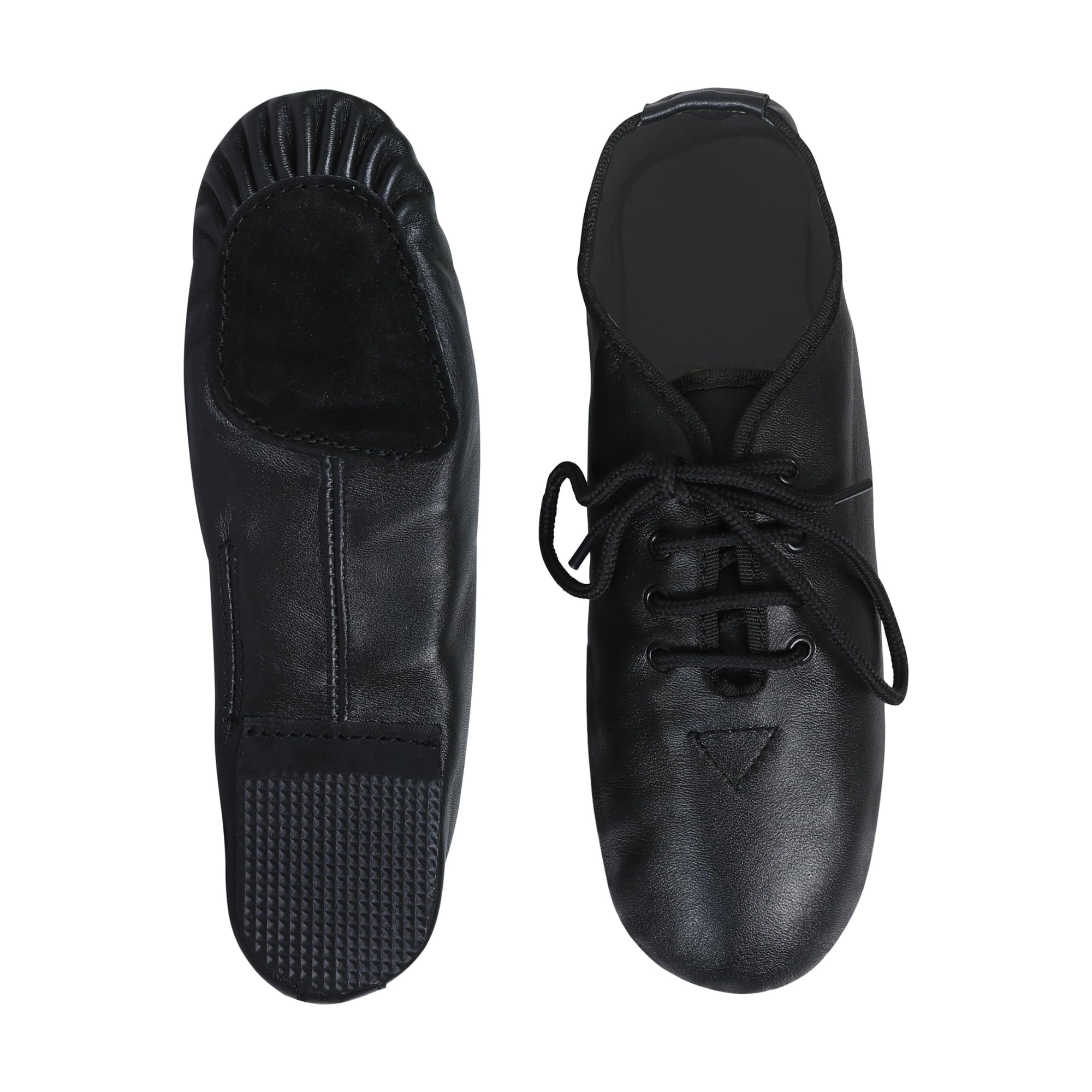 Jazz Dance Scarpe in pelle stringate unisex palcoscenico moderno in gomma e camoscio suola divisa nera