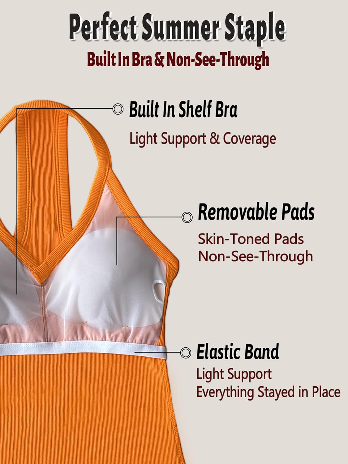 Danysu V Neck Cotton Tank Tops with Built-in Shelf Bra Sleeveless Racerback Fitted Basic Cami Shirts - Image 3