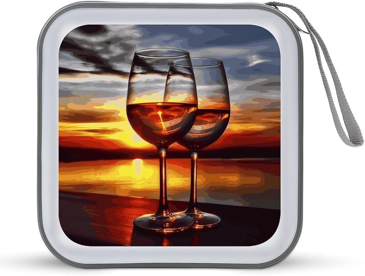 Sunset Wine Glass CD/DVD Case Holder 40 Capacity