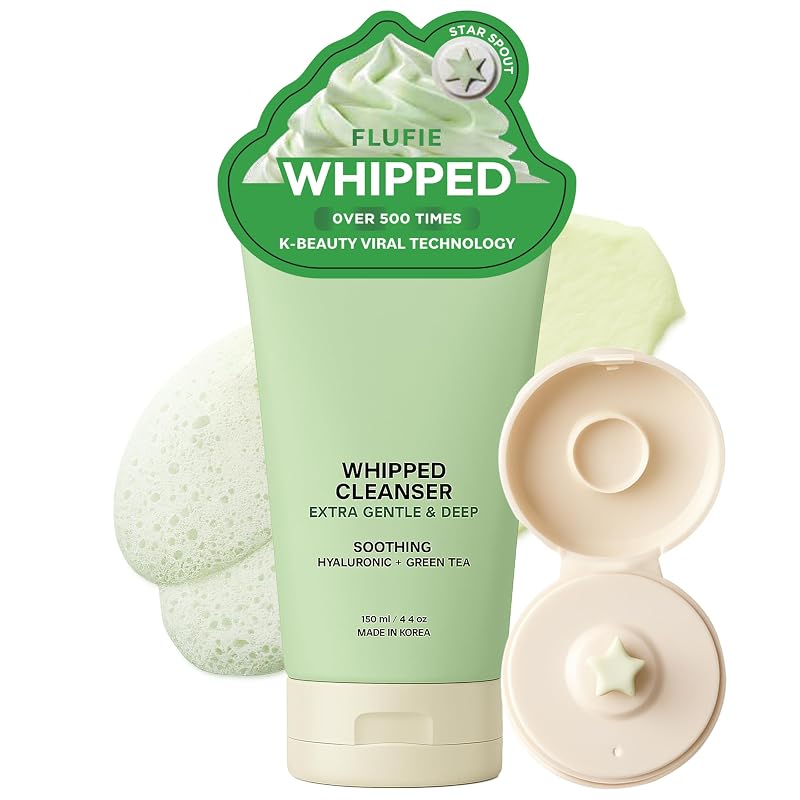 Flufie Limpador facial aerado com ácido hialurônico e chá verde, 125 g