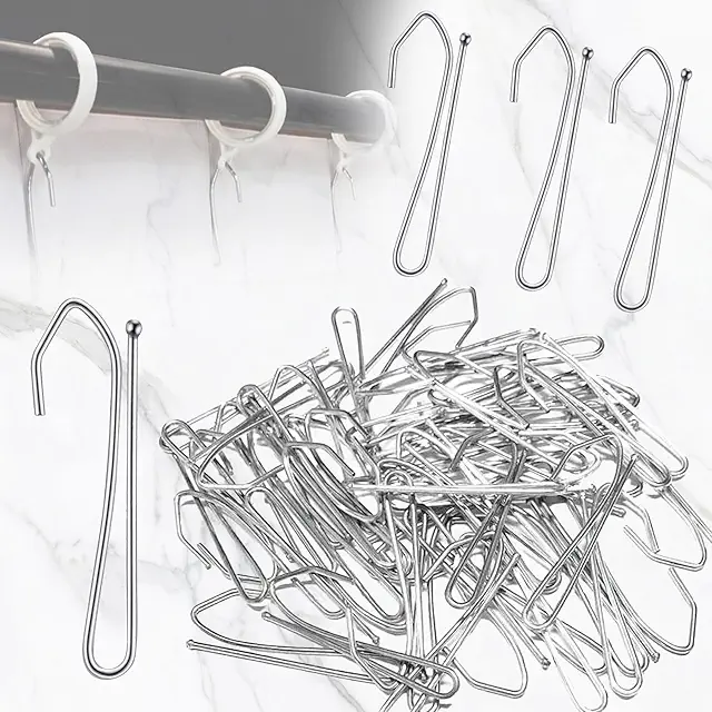WiDream 100 Metal Curtain Hook Pins - Fingerkrok Gardin for Press Fold Curtains