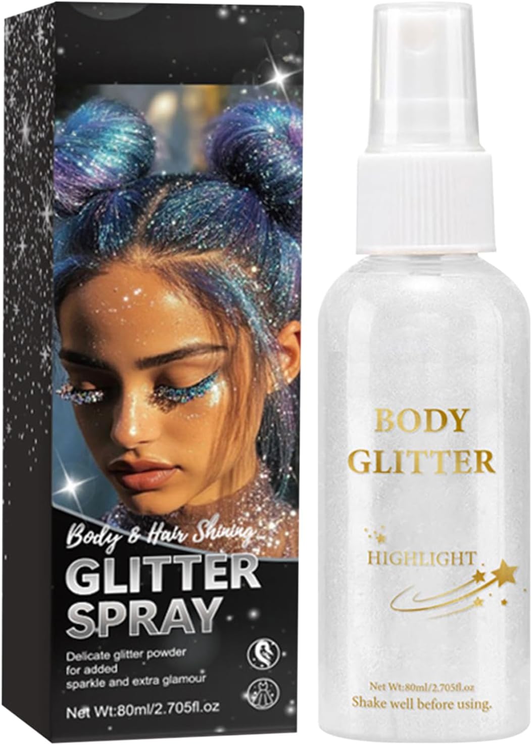 Glitz Hair Spray – Glitter Hair Shimmer Topper, Holographic Hair Spray Mist | Temporary Hair Glitter Gel Spray, Hair Bling Spray for Festivals Celebrations Performance Shine Men Men Halloween
