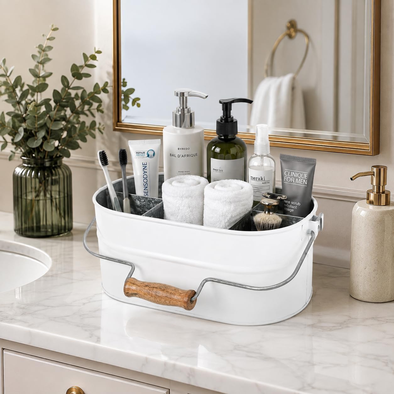 CLEENTABLE Metal Kitchen Utensil Holder for Countertop, White