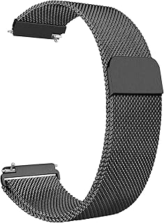Vanjua 20mm 22mm Quick Release Metal Watch Band, Stainless Steel 20mm 22mm Adjustable Straps Replacement Bands for Men Women (20mm, Black)