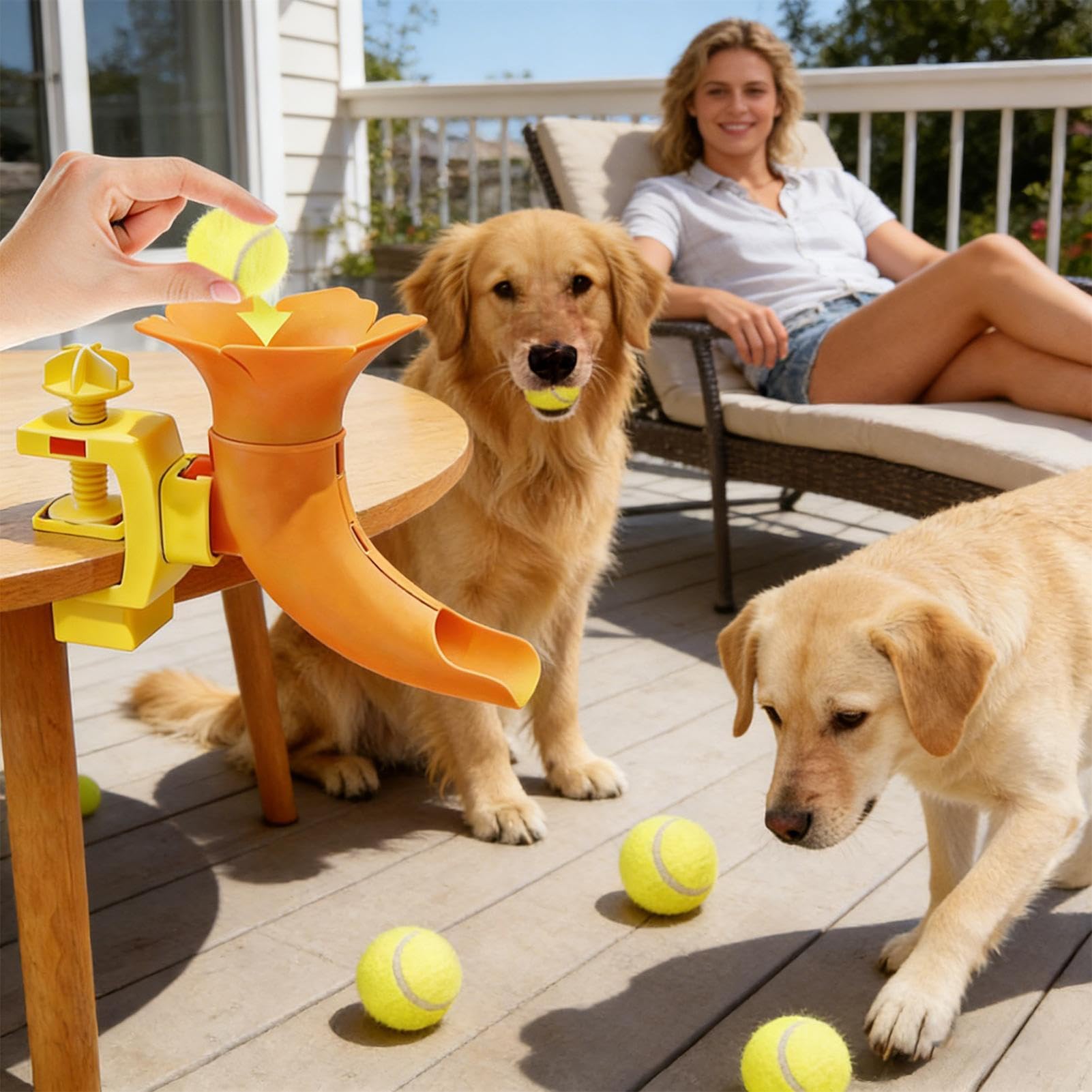 Lanceur de balle pour chiens, jouet interactif antidérapant réglable | Lanceur de balle de tennis intérieur ou extérieur – pour maison, dortoir, jardin, cour, patio, parc, pelouse