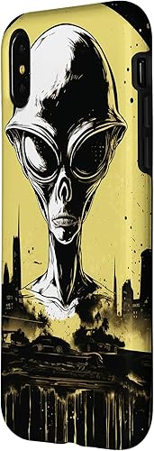 Vista 5 de iPhone 14 Pro Cute Green Alien Head UFO Space Face Alien Case