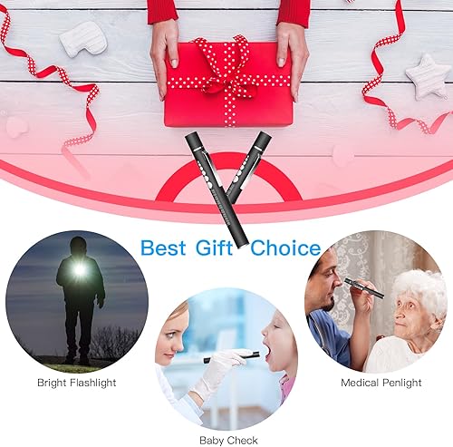 Vista 18 de SEVENKA 2 luces recargables para bolígrafo con medidor de pupila y regla, focos LED para enfermeras y médicos, recargable USB-C, luz cálida/blanca