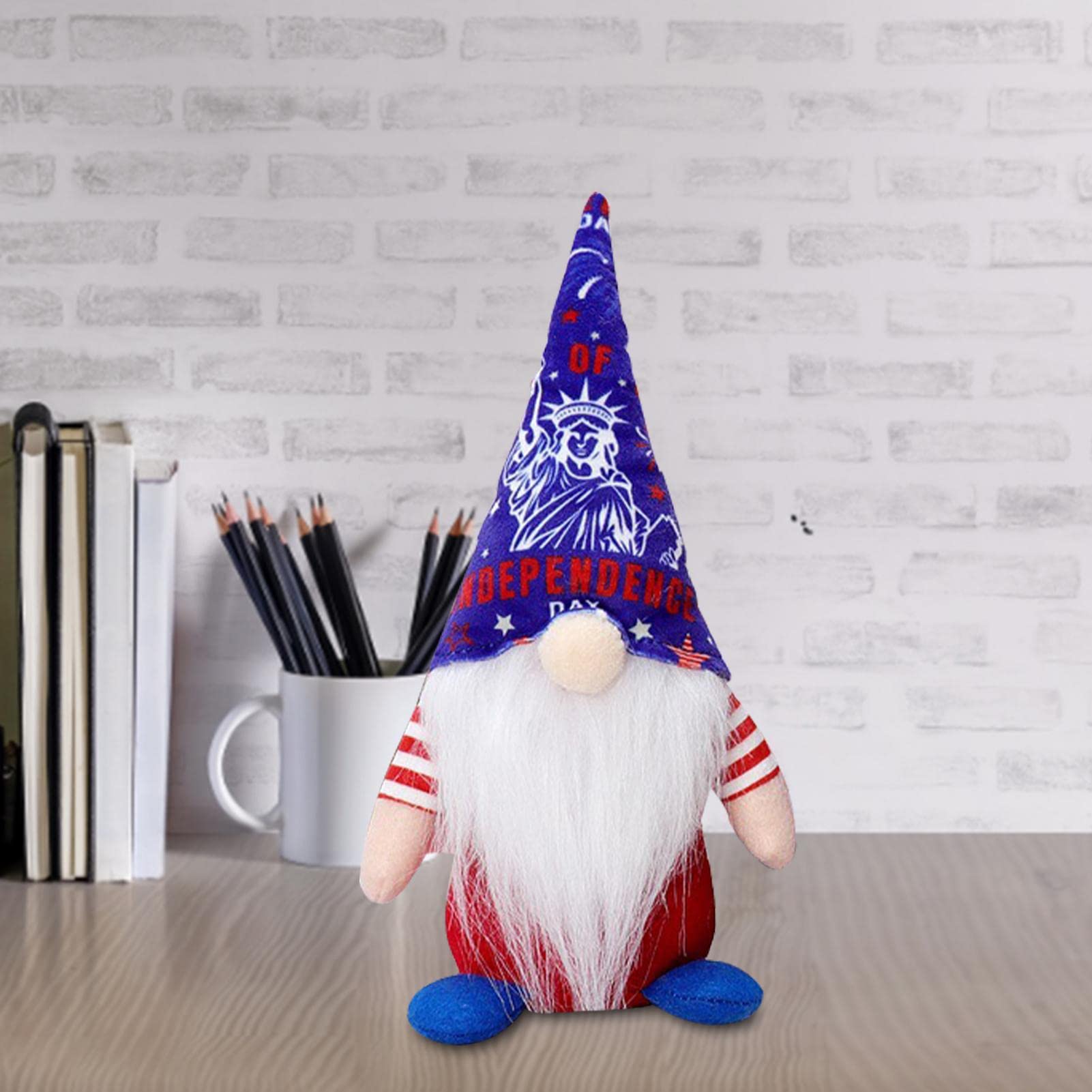 3 Stück 4. Juli Dekoration – Patriotische Plüsch-Zwerge Für Haus & Büro, Rot-weiß-blau