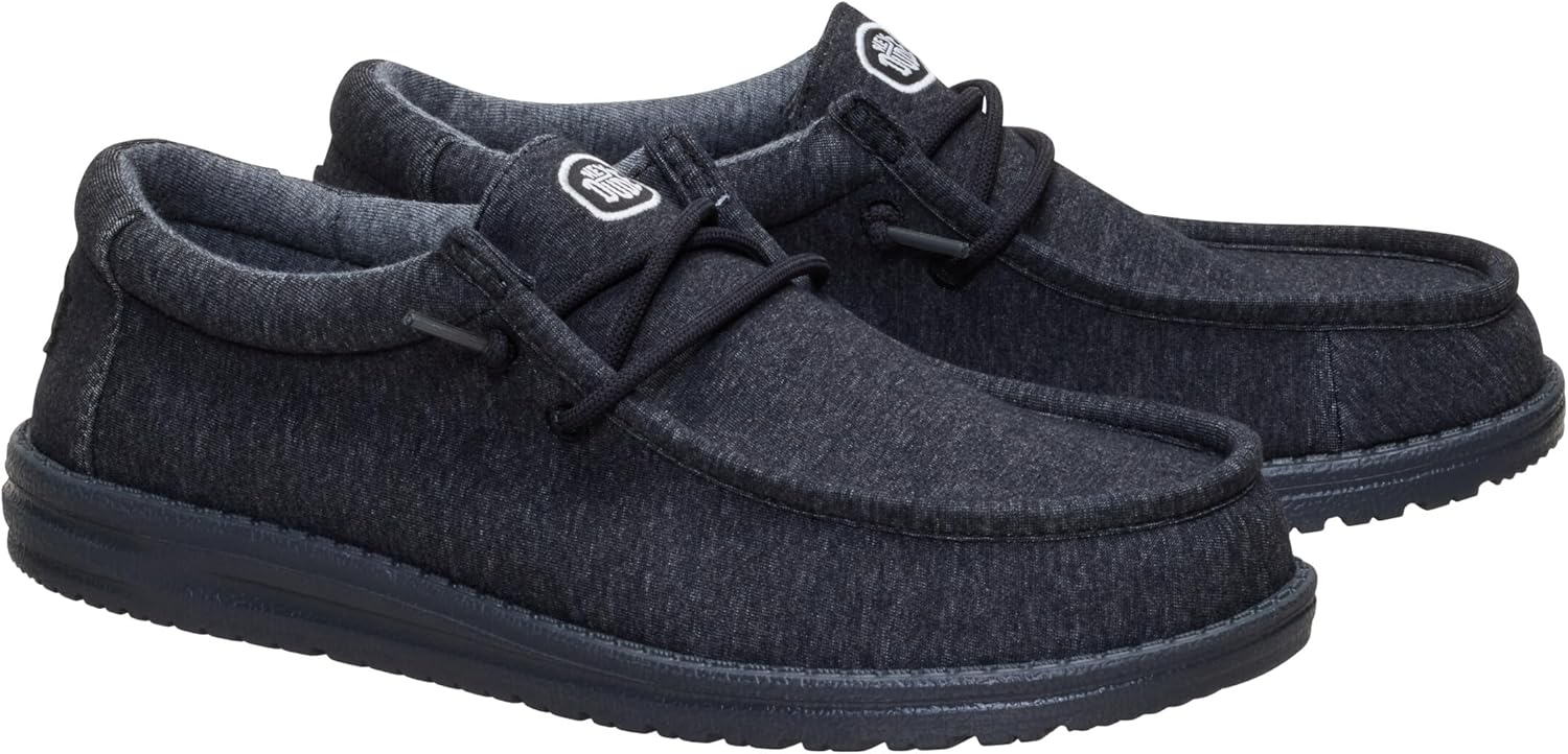 HEYDUDE Men's Wally Stretch Jersey Slip On Shoes | Lightweight Comfortable Travel Loafers with Elastic Laces