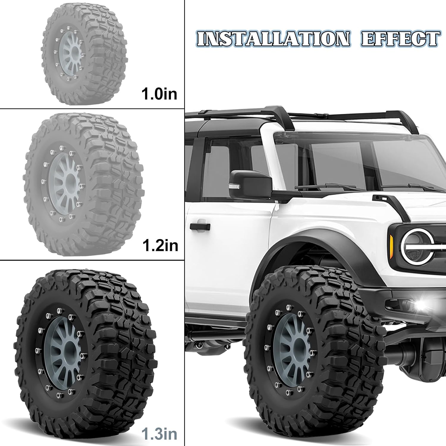 OGRC 1.3" Wheel Tires Super Soft and Sticky Tires RC Crawler Tires with Aluminum Wheels for TRX4M SCX24 1/18 1/24 RC Crawler Car - 66 * 25mm (B-Titanium)