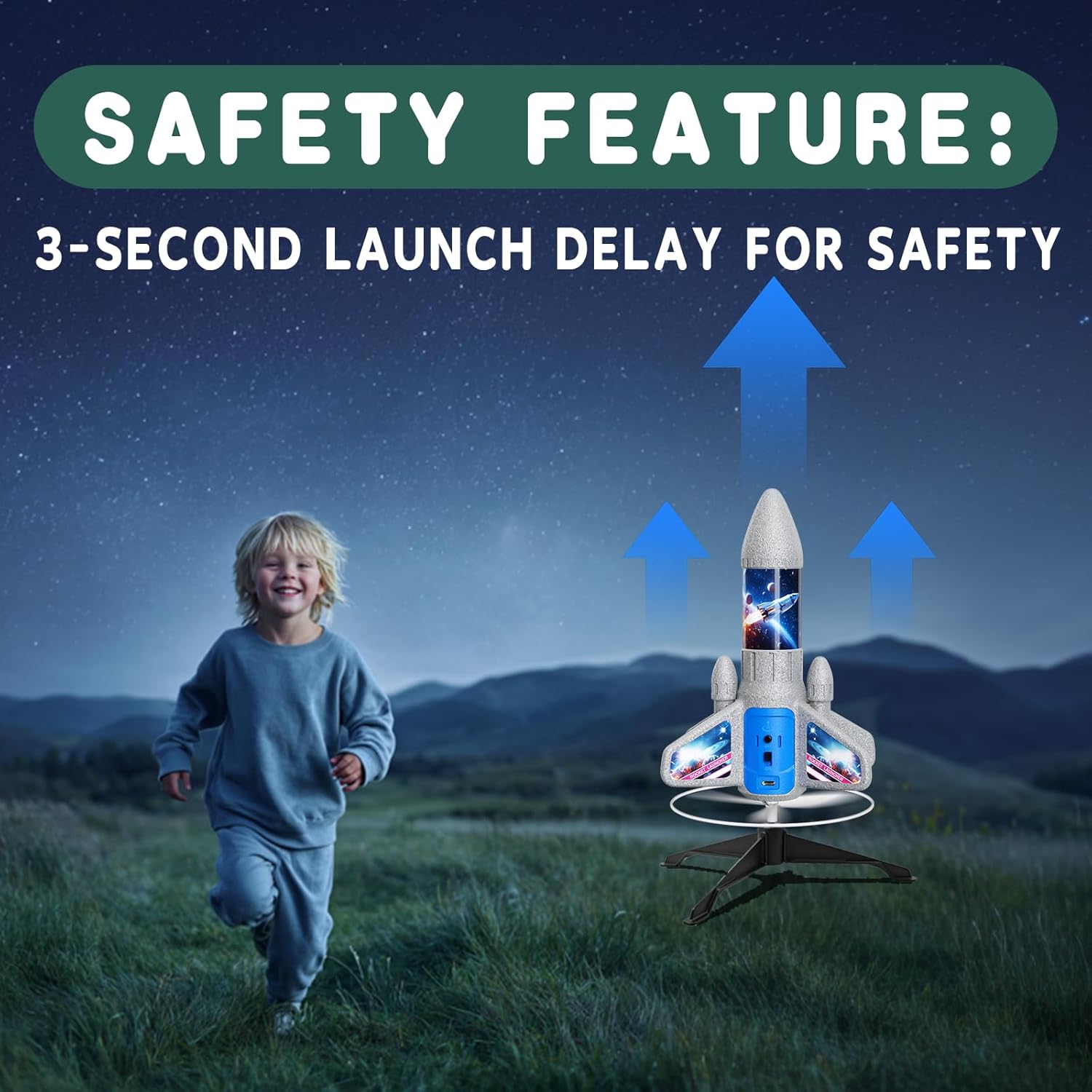 Rocket Launcher for Kids - 200 Ft of Flight Altitude, 2026 New Model Auto Electric Spinner Rocket Toys with Safe Parachute, Easter Birthday Gifts for Boys & Girls Age 6 7 9 10 11 12 8-13 Years Old