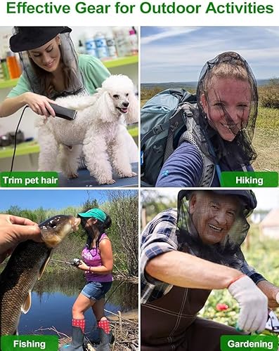 Miniatura 7 de wohohoho Malla de malla para la cabeza de mosquito con cordón, malla facial para sombreros, protector facial de malla para hombres y mujeres, red de