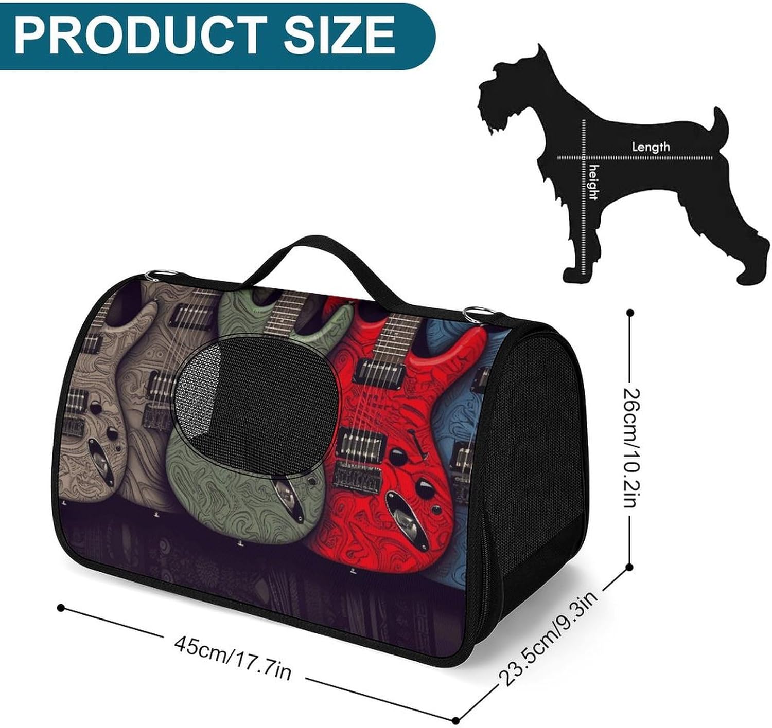 Pet Handbags, Guitar Pattern Printed Pet Handbags,folding Pet Bags,new Pet Handbags,universal Pet Handbags, 45X26X23.5cm